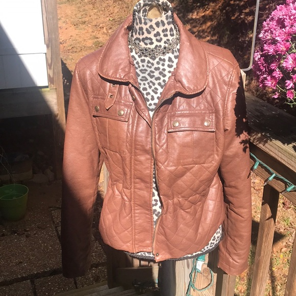 giacca Jackets & Blazers - 🌲SOLD🤶🏻Giacca Brown Pleather Draw String Fitted